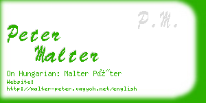 peter malter business card